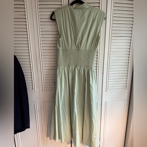 Anthropologie Spring Green Tommie Zip Up Shirred Waist Midi Dress Medium NWT - Picture 6 of 6